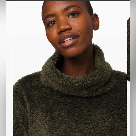 LULULEMON Warmth Restore Dark Olive Green fleece Sherpa XS/S pullover pocket - Picture 4 of 8